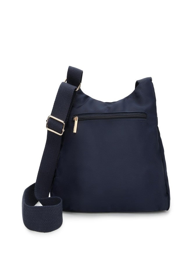 fastrack Blue Nylon Sling Bag for Women | Lightweight Twill-Detail Crossbody with 2 Main Compartments, 3 Quick-Access Pockets & Zipper Closure | Everyday Sling for Travel, College & Casual Outings - Image 3